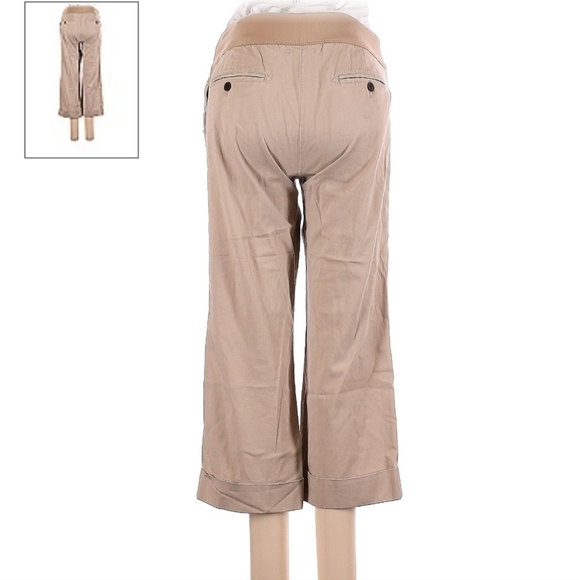 Gap Maternity Khaki Tan Pants Women's Size 10 Cropped Ankle Half Panel Belly EUC - Picture 2 of 9